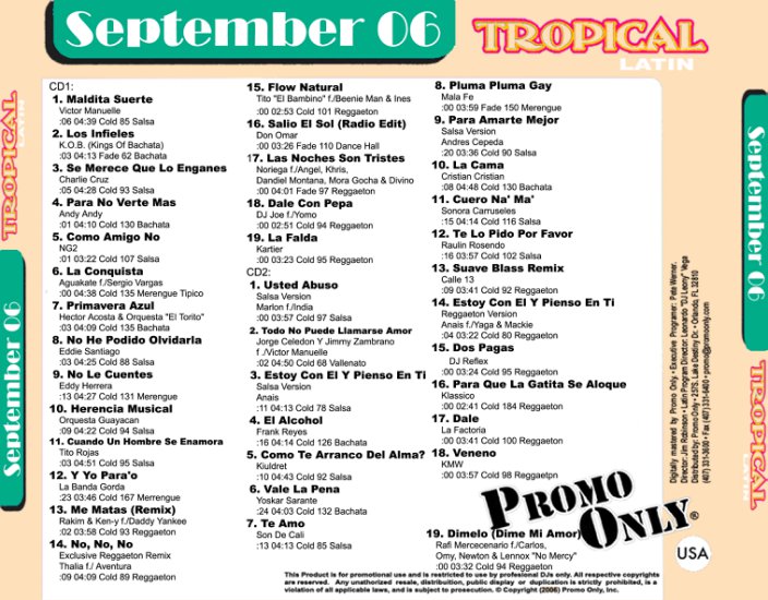 Promo Only Tropical Latin Sept CD1 2006 - Promo Only Tropical Latin Sept 2006 CD1 - R.jpg
