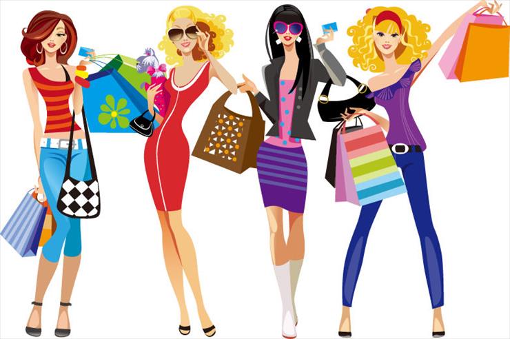 FASHION tapety na telefon i tła - Shopping Girls Vector Illustration.jpg