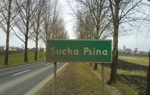 Najdziwniejsze nazwy miejscowości w Polsce - Sucha Psina.jpg