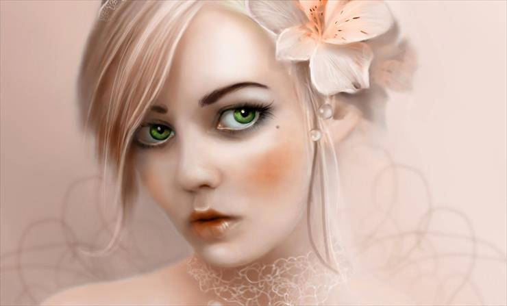 Kobiety fantasy - kobieta_jasne_wlosy_kwiat_zielone_oczy.jpg