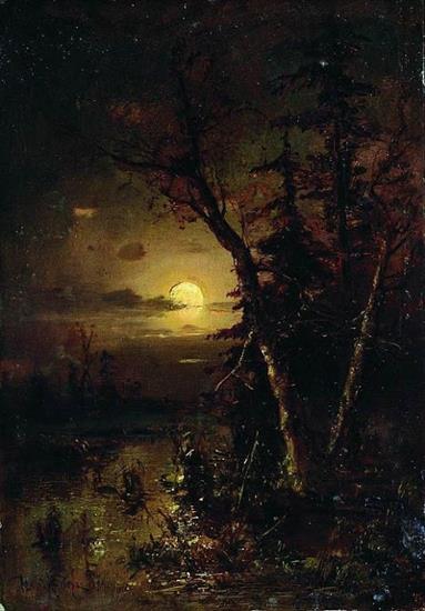 Obrazy różnych malarzy - Moonlit Night, 1879 by Julius Klever.jpg