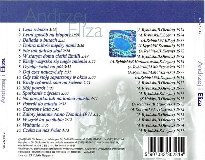 Złote przeboje - platynowa kolekcja - 2004 - Andrzej I Eliza-Złote Przeboje-Platynowa Kolekcjaback.jpg