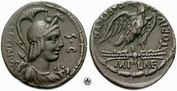 Rzym starożytny - numiz... - Denarius-Plaetorius_Vacuna-plaetoria4.3. Rzyms...nar z okresu republiki, z wyobrażeniem Vacuny.jpg