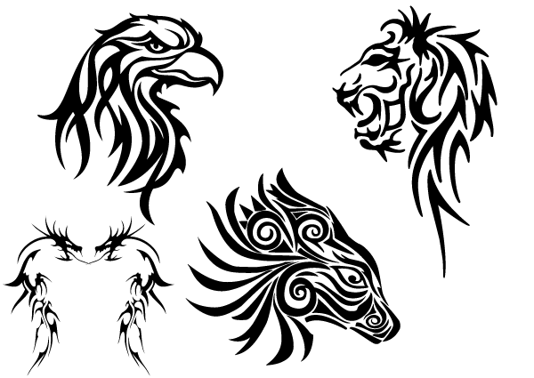 Zwiezaki - free-tribal-animals-clip-art-eagle-head-lion-dragon-and-horse-32012.png