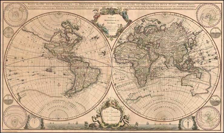 Antyczne mapy swiata - Mappe-Monde Geo-Hydrographique, ou Description G...e et Aquatique en Deux Plans-Hemispheres 1721 ca.jpg