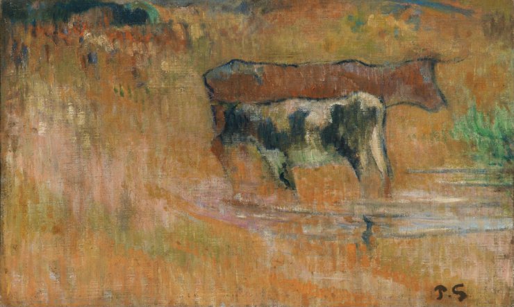 Paul Gauguin 1848 - 1903 Paintings Art nrg - Cow and her Calf, 1888.jpg