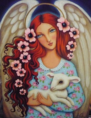 Anioły różowe - angel with lamb.jpg