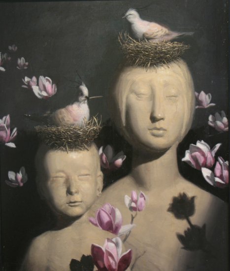 Anthropomorphic works 2009 - Mother and child, 55x75cm Oil on board.bmp